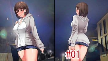 Hentai Game: Animated busty babe wants to be an exhibitionist on a night walk