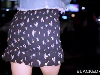 Karla Kush is sucking a large, ebony schlong in a public place, late at night