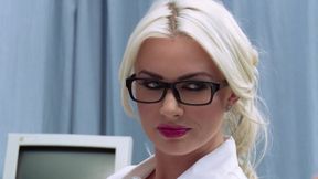 Blonde scientist is doing many experiments