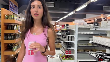 Cumwalk in Public Supermarket - Facial Fetish Outdoor Blowjob