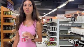 Cumwalk in Public Supermarket - Facial Fetish Outdoor Blowjob