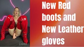 dildo in new highboots and leather gloves