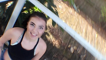 Teen handjob on black cock by the pool with 18yo Aries Ackerman