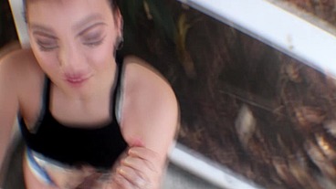 Teen handjob on black cock by the pool with 18yo Aries Ackerman