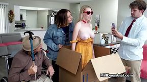 Busty MILF personal assistant gets double anal and DAP in a foursome