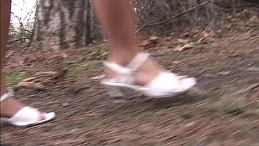 Nataly Fucked on by masked man in woods