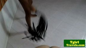 Black trap dominates guy with her whip