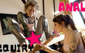 Lesbian Tattoo Goth Girls Intimate Anal Dildo Stretching