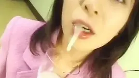 Petite Babe Licks Semen With Relish In JAV Feast