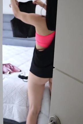 My Stepsister Caugth Me Watching Her Getting Changed! I Creampied Her Tight Pussy