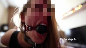 MY BONDAGE PET Struggles in a Hogtie // Gagged // Metal Bondage