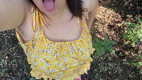 Chubby MILF explores her hairy pussy&#x1F32E;&#xFE0F; and masturbates in a secluded forest setting
