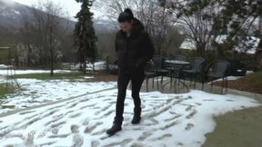 Mistress Natasa liked to trample the snow and the slave's head with snowy boots It has no POV mp4