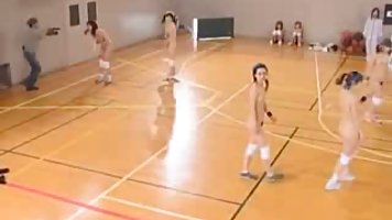 Japanese beauties are having a basketball match in the nude at school
