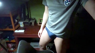 Young guy relieves himself with a handjob before starting work