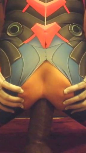 D.va riding huge black dildo until she cums   Clip 1