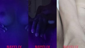 minha roupa neon, dancando e fazendo strip-tease