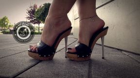 high heel platform clogs