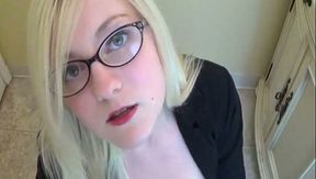 Pretty buxom blonde secretary keeps wanking my strong cock