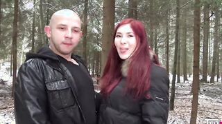 Incredible Red Head Kattie Gold having two rough french dicks