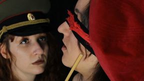 Army Interrogation - Thigh caning - 720p