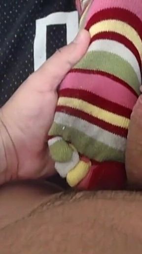 Amateur Girlfriend in Hot Sockjob POV