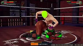 Lucha Belle Faces Off Against Naked Warrior Joe Curr in Steamy 3D Arena Clash