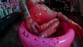 Strawberry syrup enema &amp_ messy fun