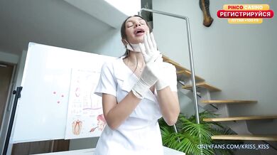 Dentist Latex Gloves Deepthroat Reverse Cowgirl Stockings Black Lingerie Heels Big Boobs