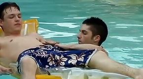 Cute jock tries out piss before being raw banged by the pool