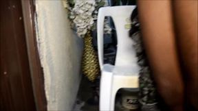 Ebony babe gets big black cock in rough outdoor sex
