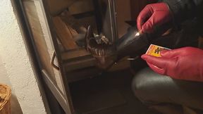 Leather and boots fireplace