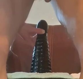 Extreme Solo Toy Session Close up Big Dildo
