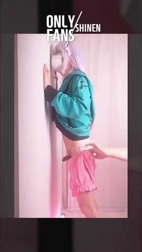 EroManga Sensei cosplay tickles her femboy with a vibrator and wedgie
