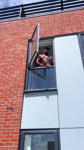 Arab Stepdaddy Wanting in Street and Cuming in Window and Cuming on Street