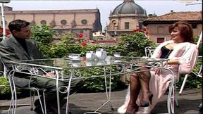 90s Italian ginger milf enjoys passionate anal fuck on the roof