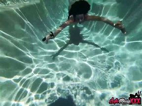 Brunette MILF Sofie Marie Dives In Pool To Play With Dildos