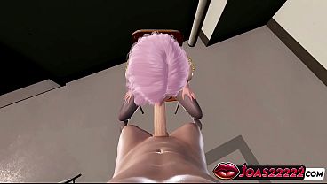 Hentai babe Elise enjoys titfuck and sloppy blowjob in stockings