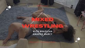 Mixed Wrestling: Oversized guy vs Brazilian Amazon Marcy