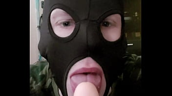 Suck dildo in mask