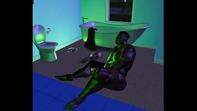 huge muscled nigr bull jerks his massive cock