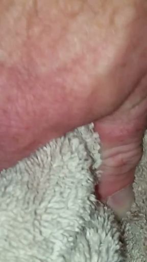 Full bladder pee holding with pee and cum from my uncut cock   Clip 1