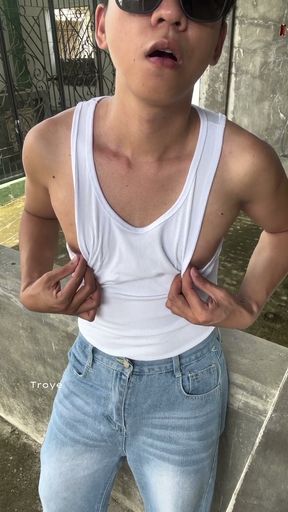 Asian Boy Is Too Hot in His White Top and Jeans