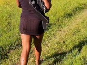 Sexy Latina Walking in the PARK - Short Skirt Riding Up - UPSKIRT CANDID