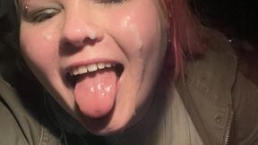 Filthy cum hungry whore facial