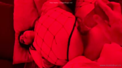 Momokun Gets Her Mouth And Pussy Hammered In A Red Room
