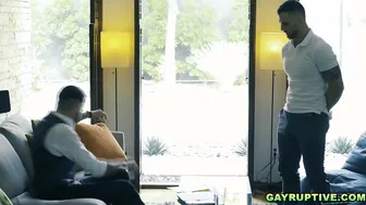 Adrian Hart and Blain O'Connor fuck bareback in front of Chris Damned