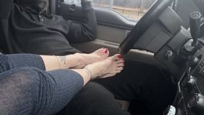 'Another oily, hot car footjob 1', BBC, milf, foot fetish