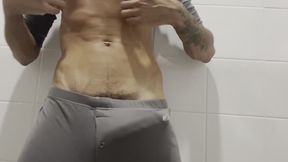 Enjoying myself in the work bathroom.