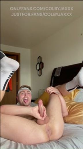 Gooning College Jock Busts Explosive Cumshot While Home Alone&nbsp;
